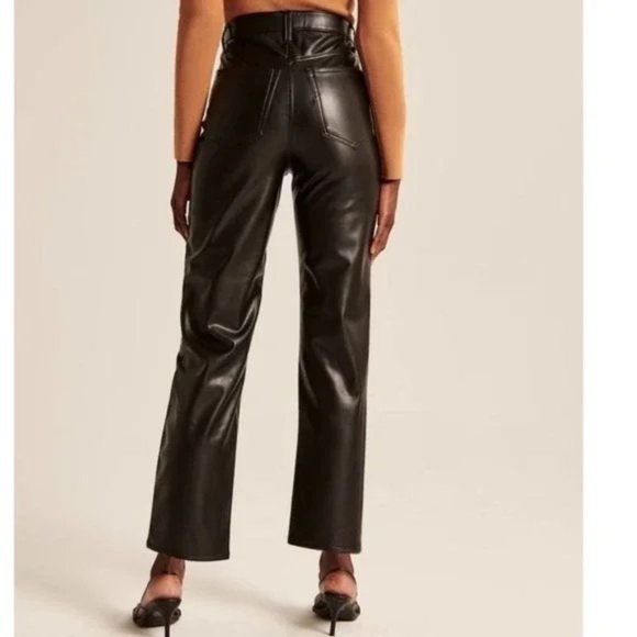 Abercrombie Fitch Curve Love Ankle Straight Ultra High Rise Vegan Leathear Pants - Picture 2 of 6